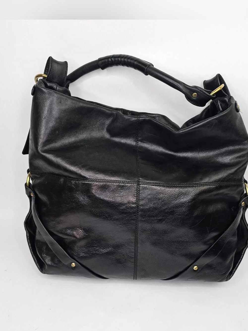 Nordstrom Black Leather Hobo Handbag Purse